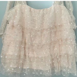 NWT Maeve ❤️TEMP price  drop❤️pink&silver metallic tulle pink camiAdj bow straps